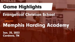 Evangelical Christian School vs Memphis Harding Academy Game Highlights - Jan. 25, 2022