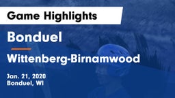 Bonduel  vs Wittenberg-Birnamwood  Game Highlights - Jan. 21, 2020