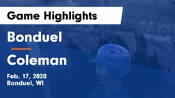 Bonduel  vs Coleman  Game Highlights - Feb. 17, 2020
