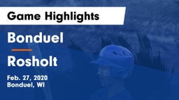 Bonduel  vs Rosholt  Game Highlights - Feb. 27, 2020