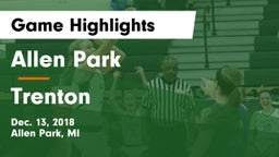 Allen Park  vs Trenton  Game Highlights - Dec. 13, 2018