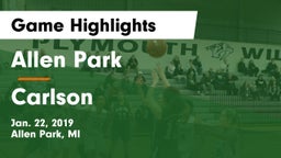 Allen Park  vs Carlson Game Highlights - Jan. 22, 2019