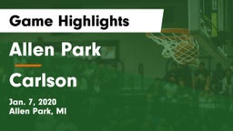 Allen Park  vs Carlson  Game Highlights - Jan. 7, 2020