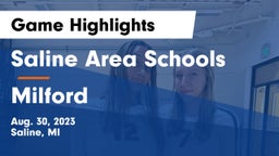 Saline Area Schools vs Milford  Game Highlights - Aug. 30, 2023