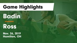 Badin  vs Ross  Game Highlights - Nov. 26, 2019