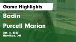 Badin  vs Purcell Marian  Game Highlights - Jan. 8, 2020