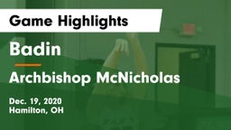 Badin  vs Archbishop McNicholas  Game Highlights - Dec. 19, 2020