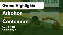Atholton  vs Centennial Game Highlights - Jan. 3, 2020