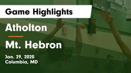 Atholton  vs Mt. Hebron  Game Highlights - Jan. 29, 2020
