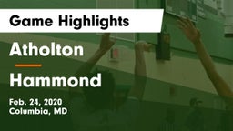 Atholton  vs Hammond Game Highlights - Feb. 24, 2020