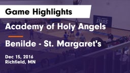 Academy of Holy Angels  vs Benilde - St. Margaret's Game Highlights - Dec 15, 2016