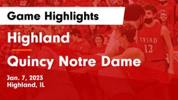 Highland  vs Quincy Notre Dame Game Highlights - Jan. 7, 2023