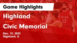 Highland  vs Civic Memorial  Game Highlights - Dec. 19, 2023