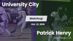 Matchup: University City HS vs. Patrick Henry  2016