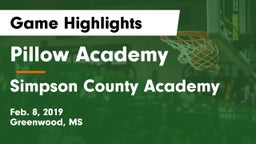 Pillow Academy vs Simpson County Academy Game Highlights - Feb. 8, 2019