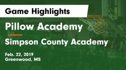 Pillow Academy vs Simpson County Academy Game Highlights - Feb. 22, 2019