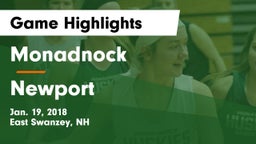 Monadnock  vs Newport Game Highlights - Jan. 19, 2018