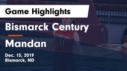 Bismarck Century  vs Mandan  Game Highlights - Dec. 13, 2019
