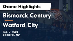 Bismarck Century  vs Watford City  Game Highlights - Feb. 7, 2020