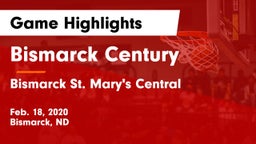 Bismarck Century  vs Bismarck St. Mary's Central  Game Highlights - Feb. 18, 2020