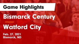 Bismarck Century  vs Watford City  Game Highlights - Feb. 27, 2021