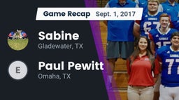 Recap: Sabine  vs. Paul Pewitt  2017