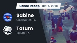 Recap: Sabine  vs. Tatum  2018