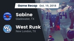 Recap: Sabine  vs. West Rusk  2018