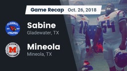 Recap: Sabine  vs. Mineola  2018
