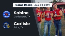 Recap: Sabine  vs. Carlisle  2019