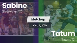 Matchup: Sabine  vs. Tatum  2019