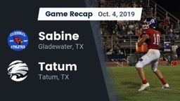 Recap: Sabine  vs. Tatum  2019
