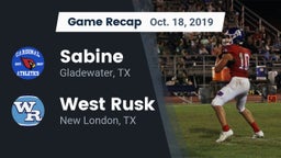Recap: Sabine  vs. West Rusk  2019