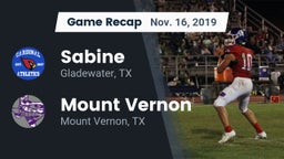 Recap: Sabine  vs. Mount Vernon  2019