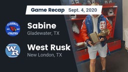 Recap: Sabine  vs. West Rusk  2020
