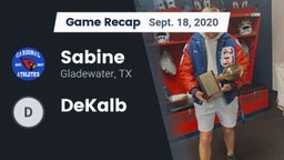 Recap: Sabine  vs. DeKalb  2020