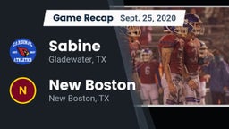 Recap: Sabine  vs. New Boston  2020