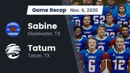 Recap: Sabine  vs. Tatum  2020