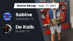 Recap: Sabine  vs. De Kalb  2021