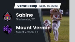 Recap: Sabine  vs. Mount Vernon  2022