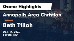 Annapolis Area Christian  vs Beth Tfiloh Game Highlights - Dec. 14, 2023