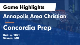 Annapolis Area Christian  vs Concordia Prep  Game Highlights - Dec. 3, 2021