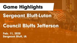 Sergeant Bluff-Luton  vs Council Bluffs Jefferson  Game Highlights - Feb. 11, 2020