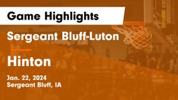 Sergeant Bluff-Luton  vs Hinton  Game Highlights - Jan. 22, 2024