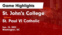 St. John's College  vs St. Paul VI Catholic  Game Highlights - Jan. 15, 2022