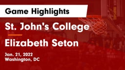 St. John's College  vs Elizabeth Seton  Game Highlights - Jan. 21, 2022