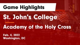 St. John's College  vs Academy of the Holy Cross Game Highlights - Feb. 4, 2022