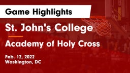 St. John's College  vs Academy of Holy Cross Game Highlights - Feb. 12, 2022