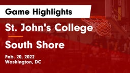St. John's College  vs South Shore  Game Highlights - Feb. 20, 2022