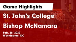 St. John's College  vs Bishop McNamara  Game Highlights - Feb. 28, 2022